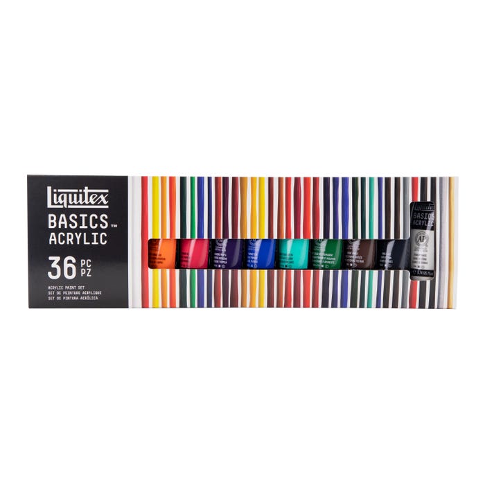 Liquitex BASICS Acrylic Paint Set, 0.74 Ounce Tubes, Assorted Colors, Set of 36