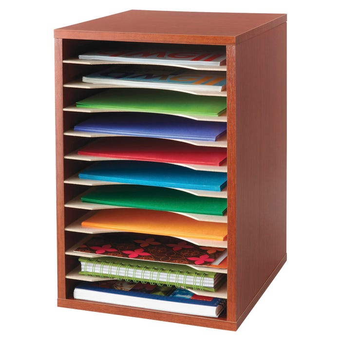Safco Shelf Organizer, 10-3/4 X 12 X 16 Inches, Cherry, 11 Compartment