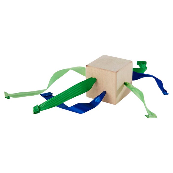 Abilitations Ribbon Pull Cube, Small, 2 x 2 x 2 Inches
