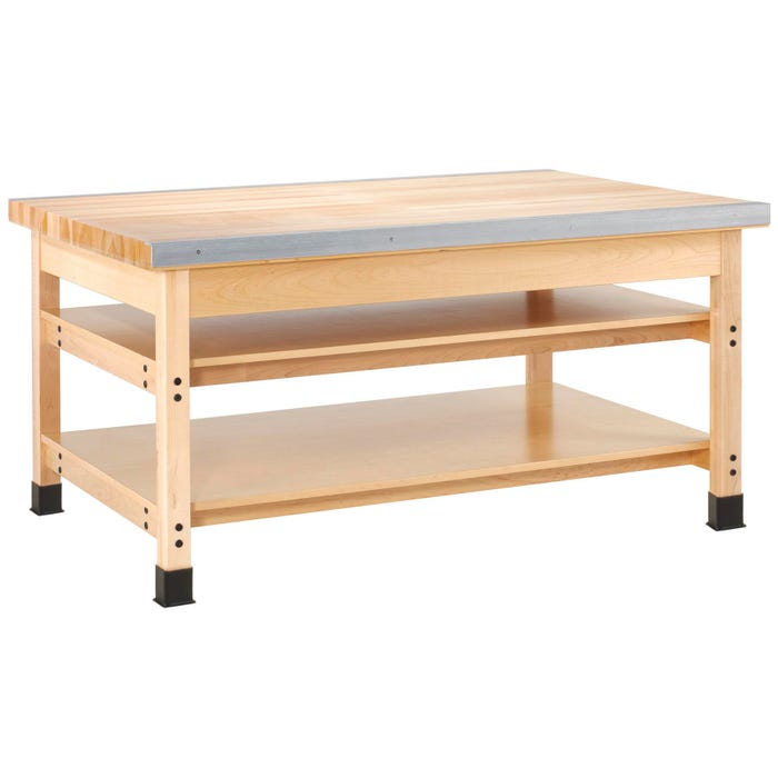 Diversified Spaces Sheet Metal Workbench with One Stake Plate, 96 x 40 x 31-1/4 Inches, Maple