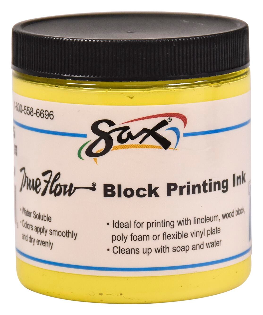 Sax Water Soluble Block Printing Ink, 8 Ounce Jar, Primary Yellow 461915