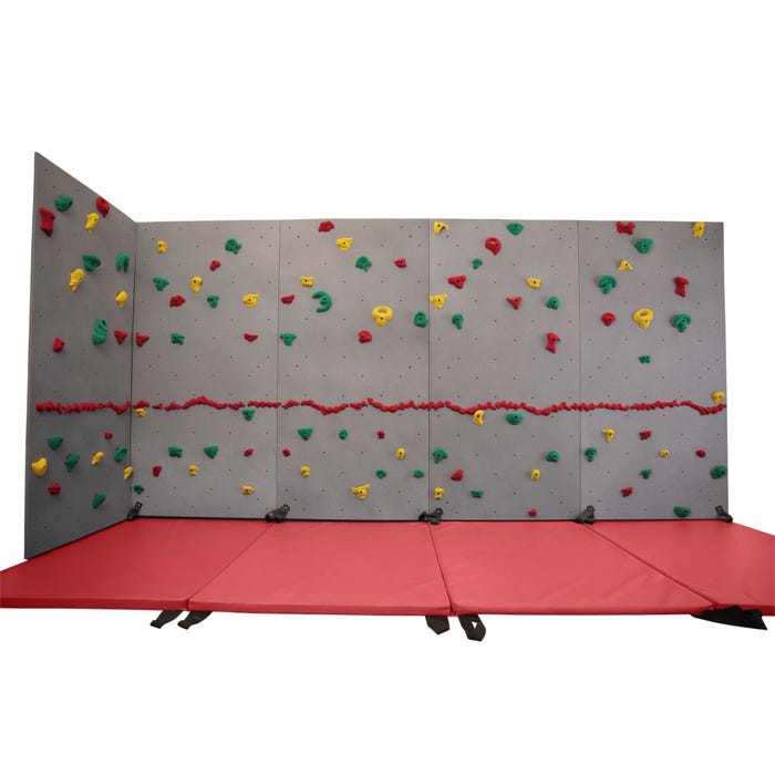 Everlast Climbing Slate River Rock Traverse Wall Package with Cordless Locking System, 8 x 20 Feet, 2 Inch Red Mat