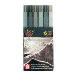 Sakura Koi Dye-Based Coloring Brush Marker, Flexible Nylon Tip, Gray, Set of 6 1414752