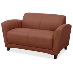 Lorell Reception Loveseat, 55 x 31-1/2 x 34-1/2 Inches, Tan/Mahogany