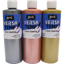 Sax Versatemp Heavy-Bodied Tempera Paint, 1 Pint Bottles, Assorted Metallic Colors, Set of 3 1440731