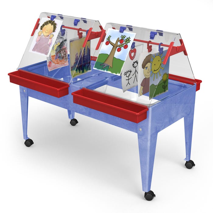 ChildBrite Mobile Ultimate Double-Sided Paint and Dry Easel, Blue and Red, 46 x 21 x 39 Inches