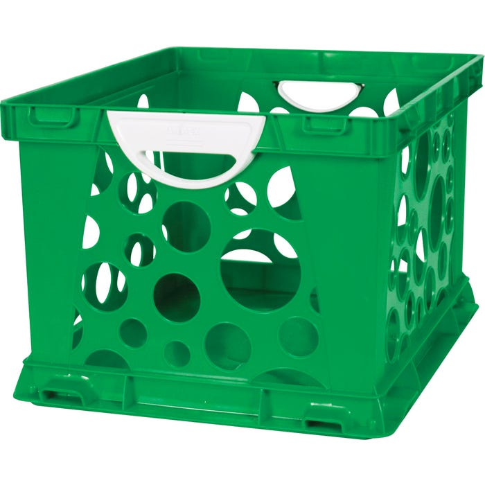 Storex 2-Color Large Crate with Handles, Green/White