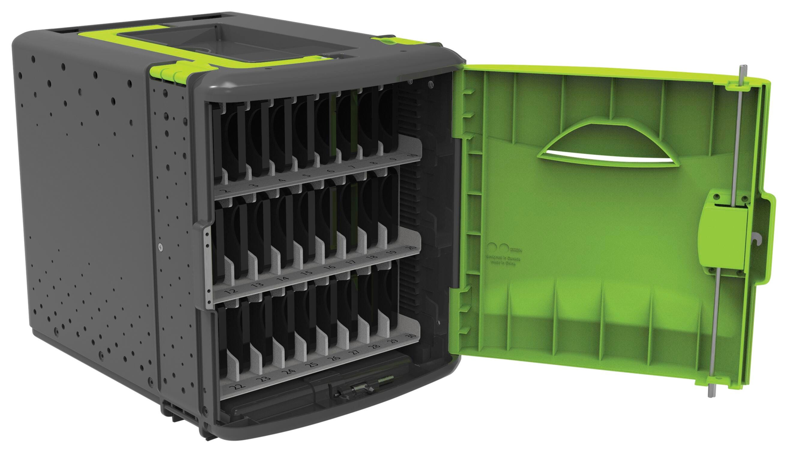 Image for Copernicus Tech Tub 2 Phone Storage with Mounting Kit, Holds 30 Devices, 12-1/2 x 16-1/4 x 13 Inches, Black and Green from School Specialty