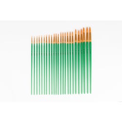 Sax Optimium Golden Taklon Brushes, Round Type, Long Handle, Assorted Sizes, Pack of 24