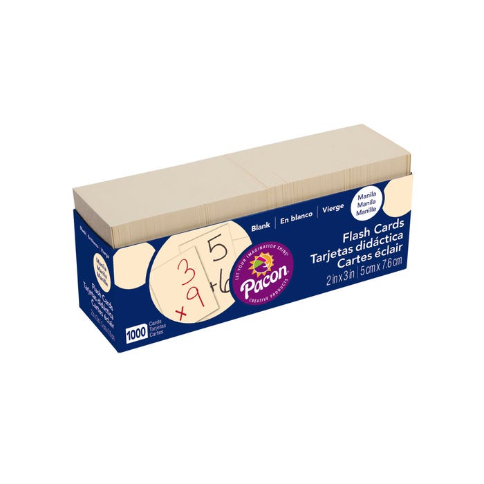 Pacon Blank Flash Cards, Manila, 2 x 3 Inches, Pack of 1000
