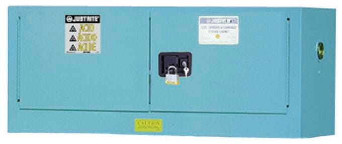 Justrite Sure-Grip EX Piggyback Corrosive Storage Cabinet, 43 x 18 x 18 Inches, 12 Gallon, Yellow
