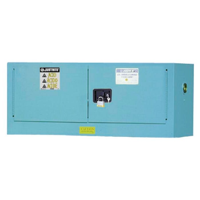Justrite Sure-Grip EX Piggyback Corrosive Storage Cabinet, 43 x 18 x 18 Inches, 12 Gallon, Yellow
