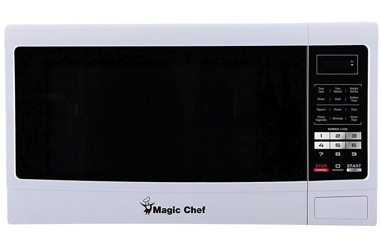 Image for Magic Chef 1-3/5 Cubic Feet 1100 Watt Countertop Microwave Oven with Push-Button Door, White from School Specialty
