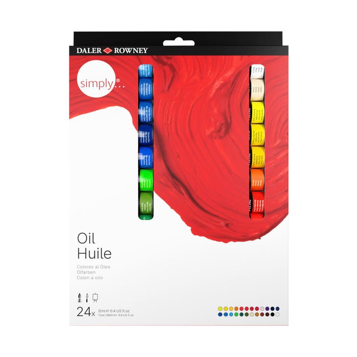 Daler-Rowney Simply Oil Paints, Assorted Colors, 0.4 Ounces, Set of 24