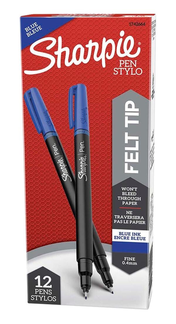 Image for Sharpie Pens, Fine Point, 0.8 mm, Blue, Pack of 12 from School Specialty