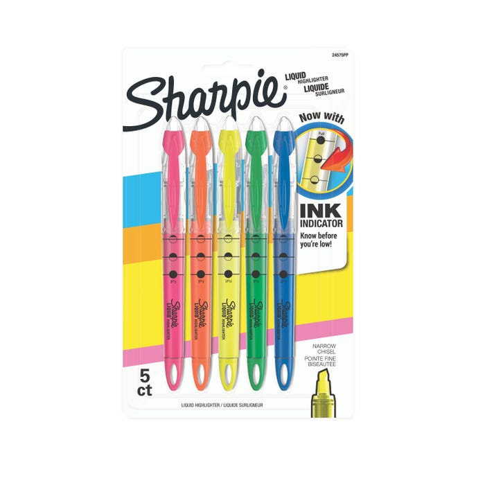 Sharpie Accent Highlighters, Chisel Tip, Assorted Colors, Set of 5