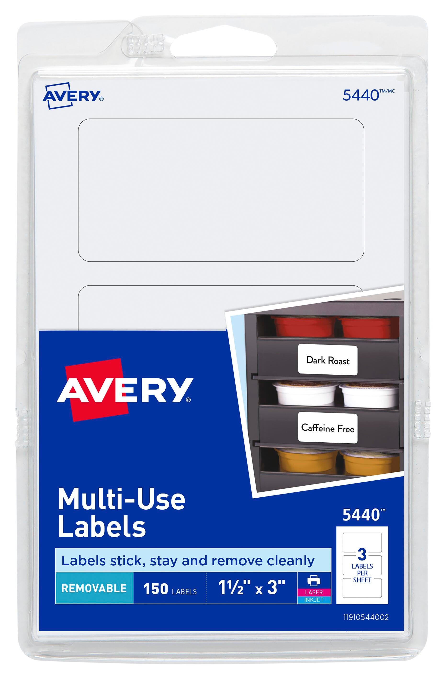 Avery Removable ID Labels, 1-1/2 x 3 Inches, Pack of 150 067683