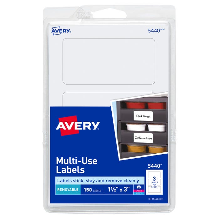 Avery Removable ID Labels, 1-1/2 x 3 Inches, Pack of 150