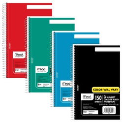 Mead 3 Subject Wirebound College Ruled Notebook, 150 Sheets, 6 x 9-1/2 Inches