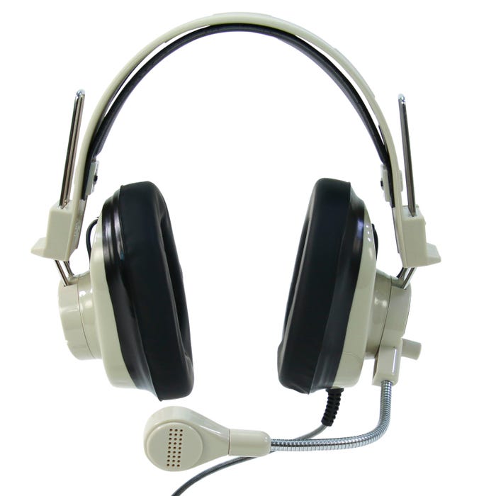 Califone 3066AVT Deluxe Multimedia Stereo Headset, Gooseneck Microphone, 3.5mm Plug, Beige