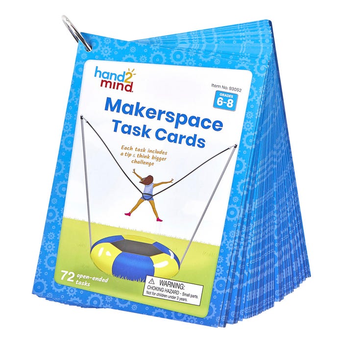 hand2mind Makerspace Task Cards, Grades 6 to 8, With Ring, Set of 72