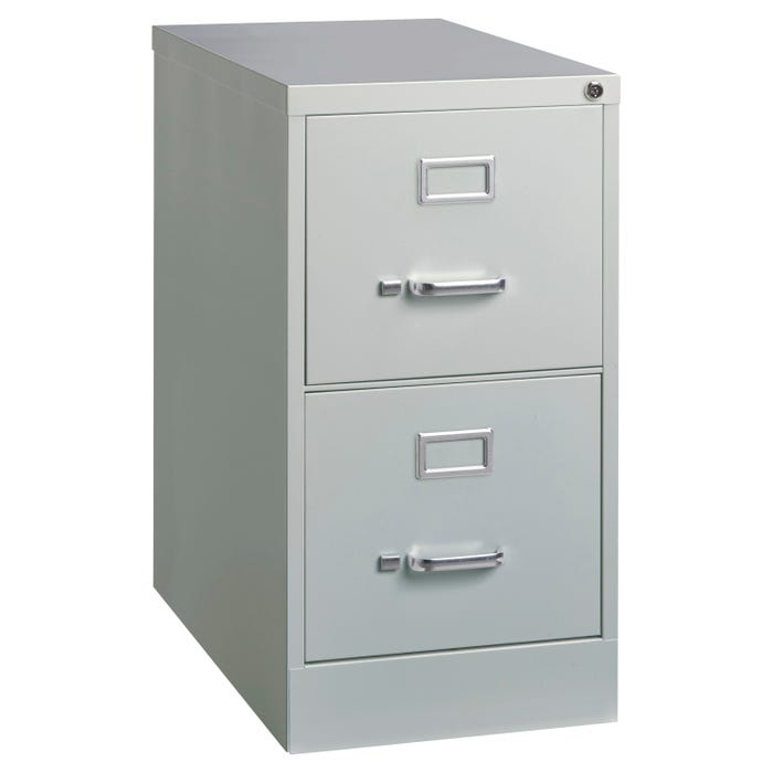 Lorell Fortress Vertical File Cabinet, Light Gray, 15 x 25 x 28-3/8 Inches