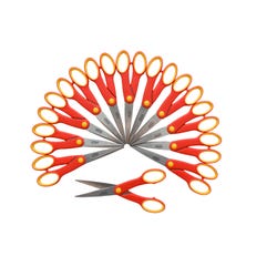 School Smart Pointed Tip Scissors, 6-1/4 Inches, Red, Pack of 12 086343