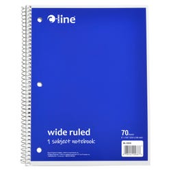 Image for C-Line 1 Subject Notebook, 8 x 10-1/2 Inches, Wide Ruled, Blue, 70 Sheets from School Specialty