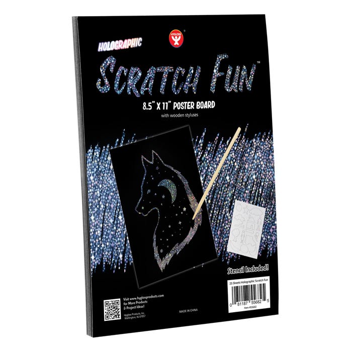 Hygloss Scratch Fun Sheets, 8-1/2 x 11 Inches, Silver Sparkle, Set of 30