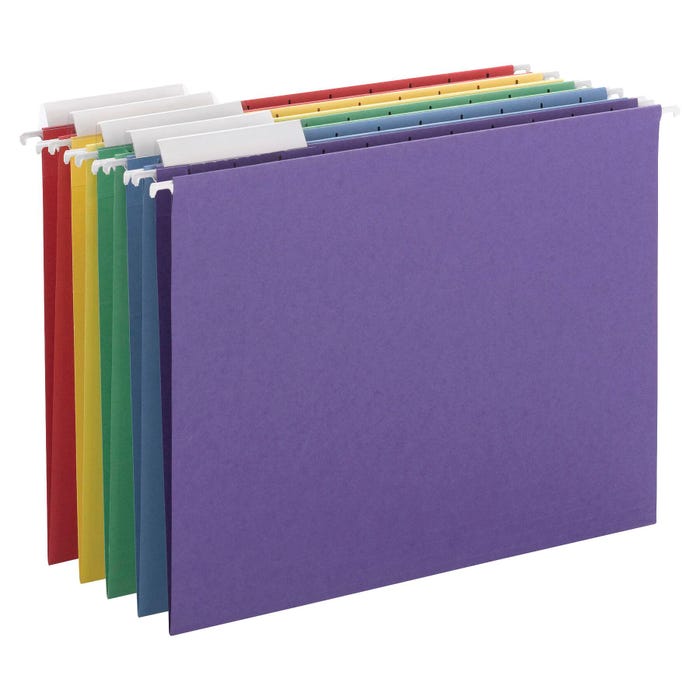 Smead Hanging File Folder, Letter Size, 1/3 Cut Tabs, Assorted Colors, Set of 25