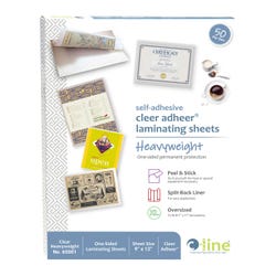 C-Line Cleer Adheer Heavyweight Laminating Sheet, 9 x 12 Inches, Pack of 50, Item Number 2021276