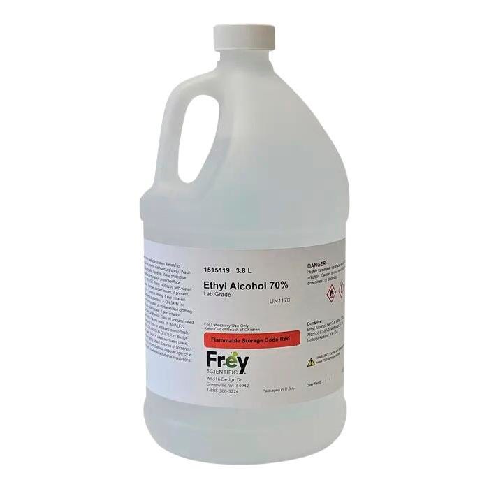 Frey Scientific Ethyl Alcohol, 70%, Lab Grade, 3.8 Liter