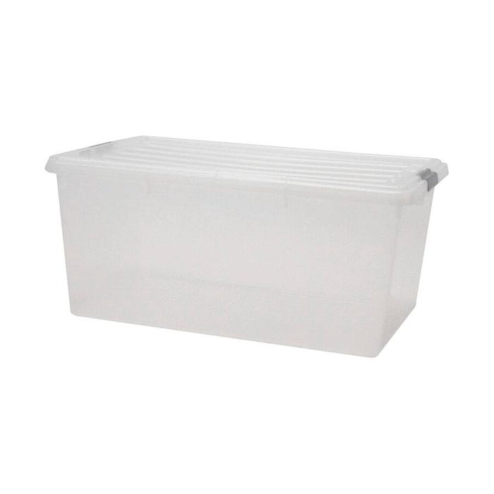 IRIS Stacking Storage Box with Lid, 17-1/4 x 26-1/8 x 11-3/4 Inches, 68 Quart, Clear, Pack of 5