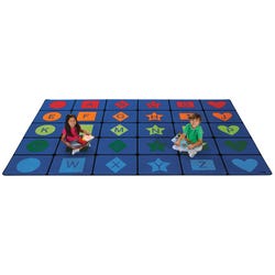Carpets for Kids Simple Shapes Literacy Rug, 7 Feet 6 Inches x 12 Feet, Rectangle, Blue, Item Number 1396517