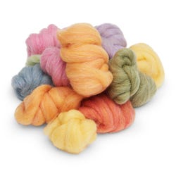 Maori Wool Felting Fibers, 2 Ounces, Assorted Pastel Colors, 6 Pouches