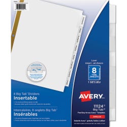 Avery Insertable Divider, Two Sided, 8 Tab, 8-1/2 x 11 Inches, Clear, 1 Set, Item Number 1118114