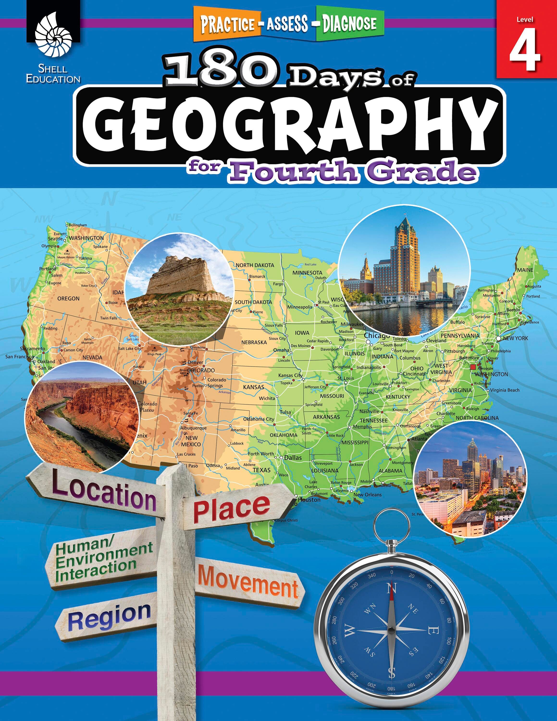 Shell Education 180 Days of Geography for Fourth Grade 2004743
