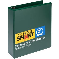 School Smart Polypropylene Round Ring View Binder, 2 Inches, Green 2138582