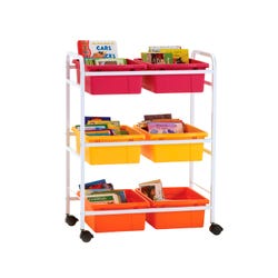 Copernicus Small Book Browser Cart with Vibrant Warm Tubs, 28 x 15-3/4 x 36-1/2 Inches, Item Number 2096440