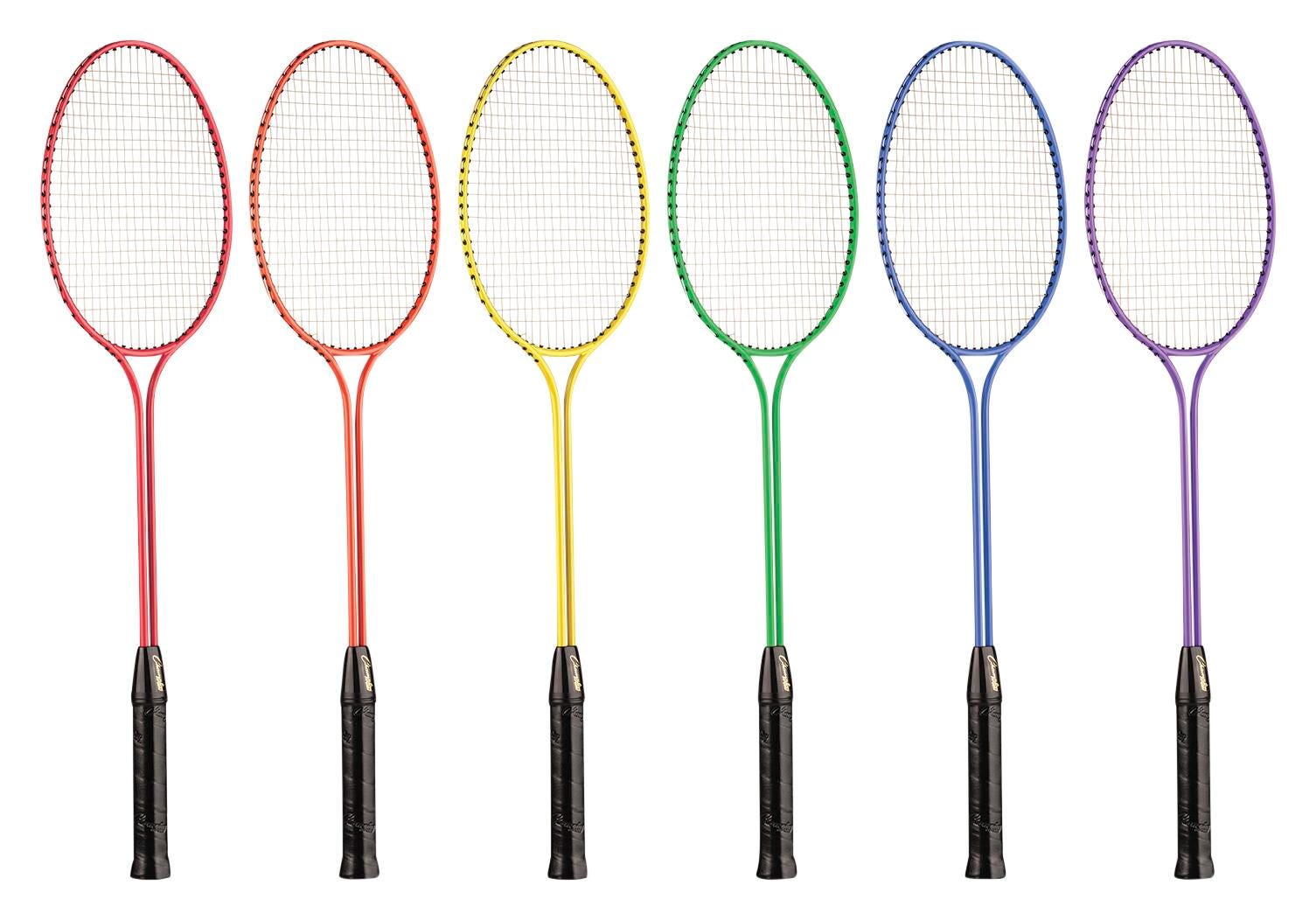 Champion Sports Badminton Tempered Steel Twin-Shaft and Frame Racket, Nylon Strings, Set of 6 2020134