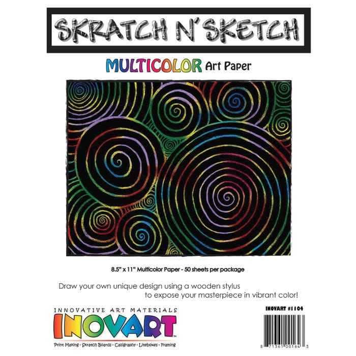 Inovart Multicolor Scratch Paper, 8-1/2 x11 Inches, 50 Sheets