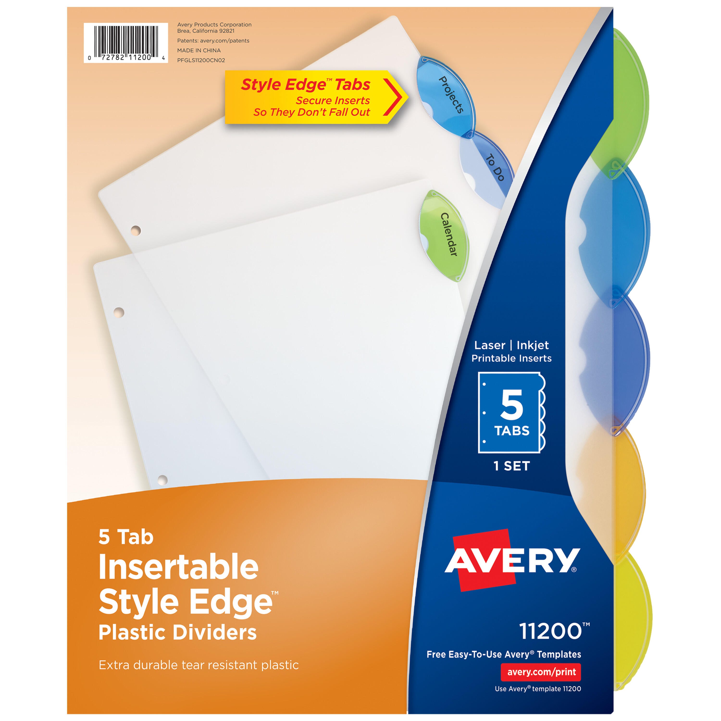 Avery Style Edge Insertable Dividers, 5 Tab, Multi-Color 1308197