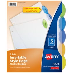 Avery Style Edge Insertable Dividers, 5 Tab, Multi-Color