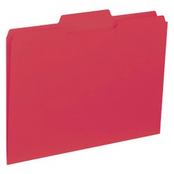 Business Source Interior File Folder, Letter Size, 1/3 Cut Tabs, Red, Pack of 100
