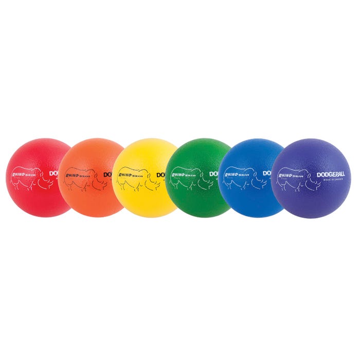Champion Sports Rhino Skin Dodgeballs, Low Bounce, 8 Inches, Set of 6 colors