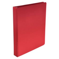 School Smart Round Ring Binder, Polypropylene, 1 Inch, Red 086359