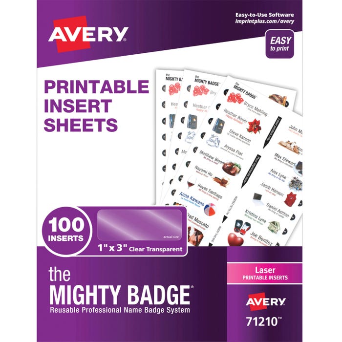 Avery Laser Print Laser/Inkjet Badge Insert, Pack of 100