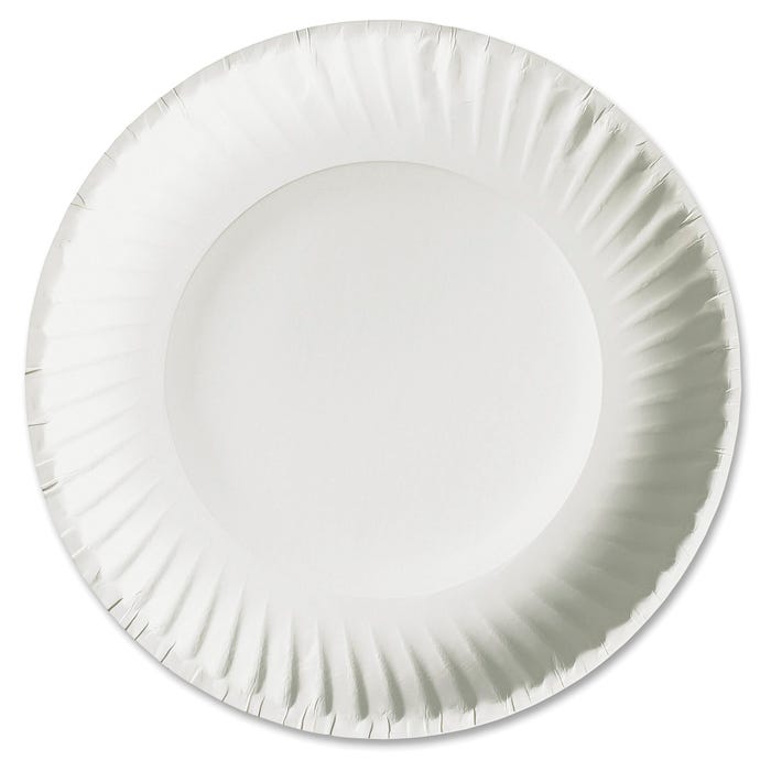 AJM Packaging Green Label Economy Paper Plates, 9 inch, White, Pack of 1000