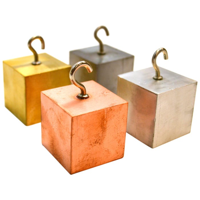 Eisco Labs Density Cubes with Hooks, Assorted Lead-Free Metals, Set of 4