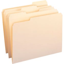 Smead Reinforced File Folder, Letter Size, 1/3 Assorted Cut Tab, Manila, Pack of 100, Item Number 2051040